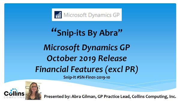 Microsoft Dynamics GP October 2019 Release