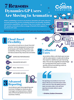 Transitioning From GP To Acumatica 7 reasons collins customers move from gp to acumatica infographic 300x406 - Transitioning From GP To Acumatica